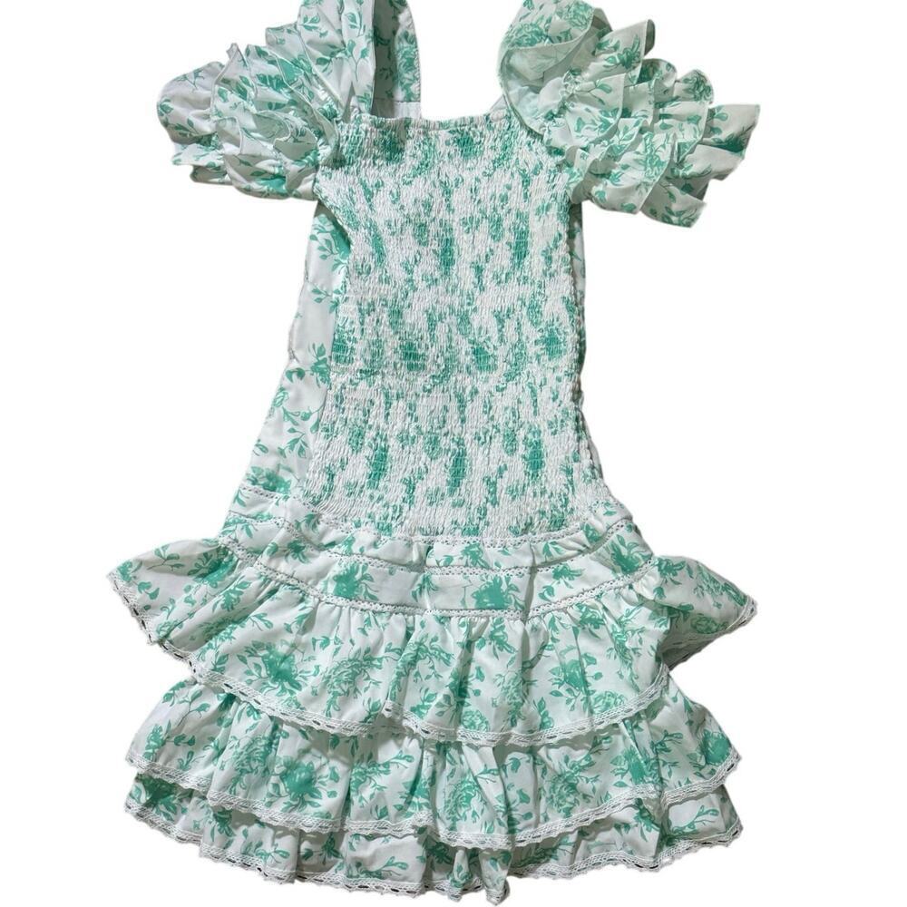 NWT Colorful Natalie White Green V-neckline Short Sleeves Mini Dress Size Small